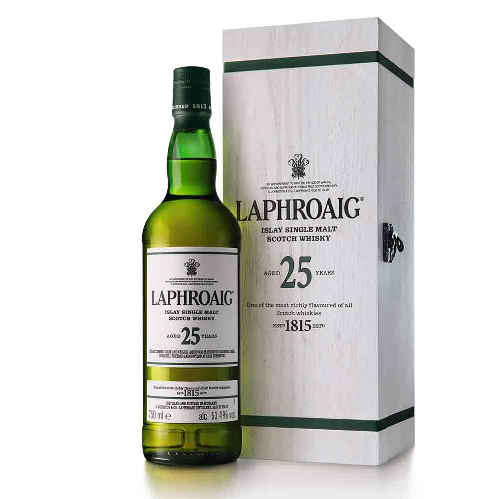 Laphroaig 25 Jahre Cask Strength 2022 Wooden 53,40 % Vol. 0,7 Ltr. Flasche