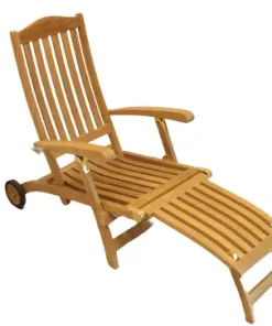 Matahari Deckchair mit Rädern, Teakholz